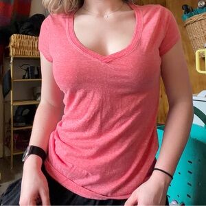 Aeropostale Pink V-Neck Short Sleeve Tee